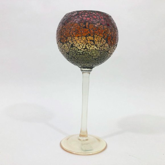 Party Lite Siena Crackle Mosaic Stemmed Tealight Holder Retired Pattern - Picture 4 of 9